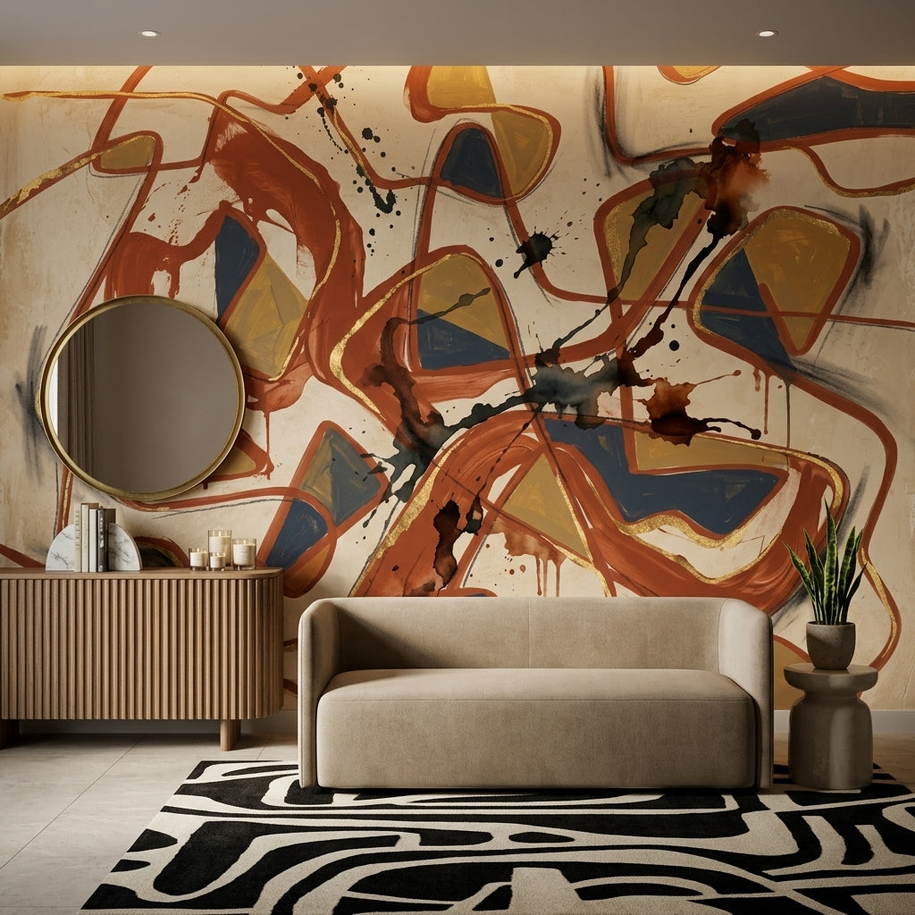 Mid Century Modern Wallpaper Bright Background Modern Wall Mural