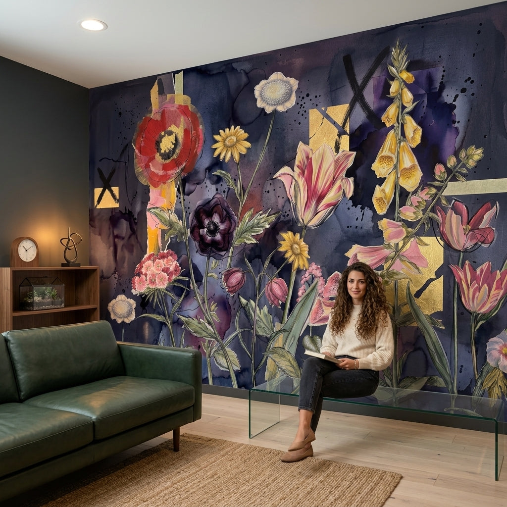 Dark Floral Wallpaper Moody Floral Removable Floral Wall Decor