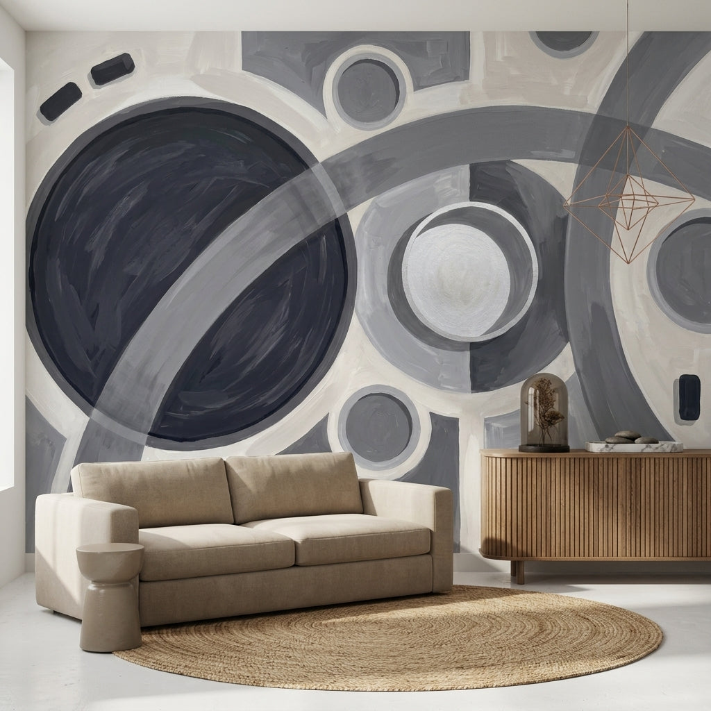 Mid Century Modern Wallpaper Geometric Removable Abstract Wall Decor
