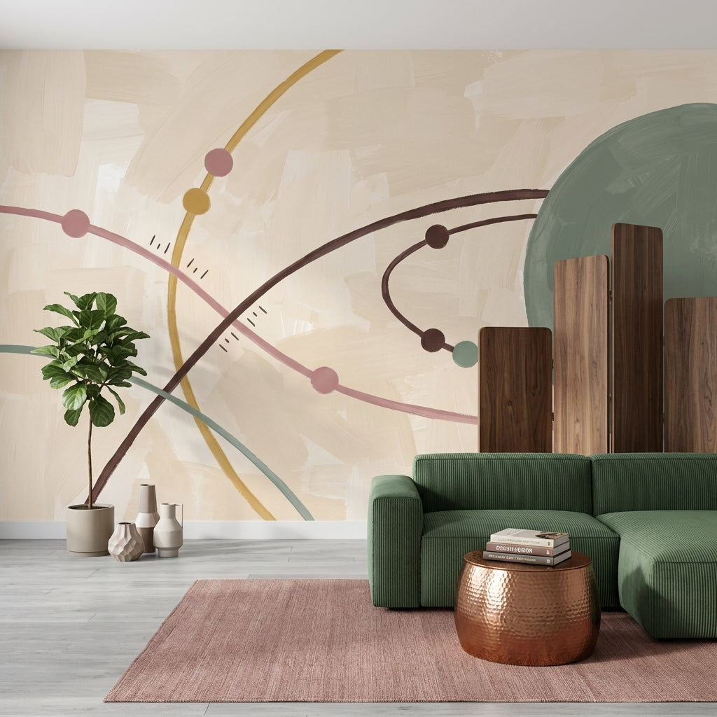 Mid Century Modern Wallpaper Retro Removable Modern Wall Decor