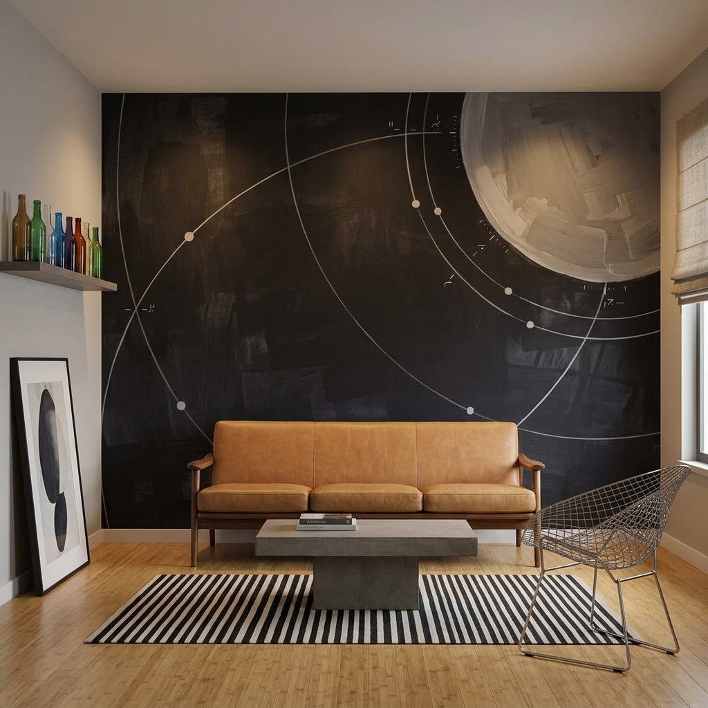 Astronomy Chart Wallpaper Orbit Lines Planet Removable Wall Decor