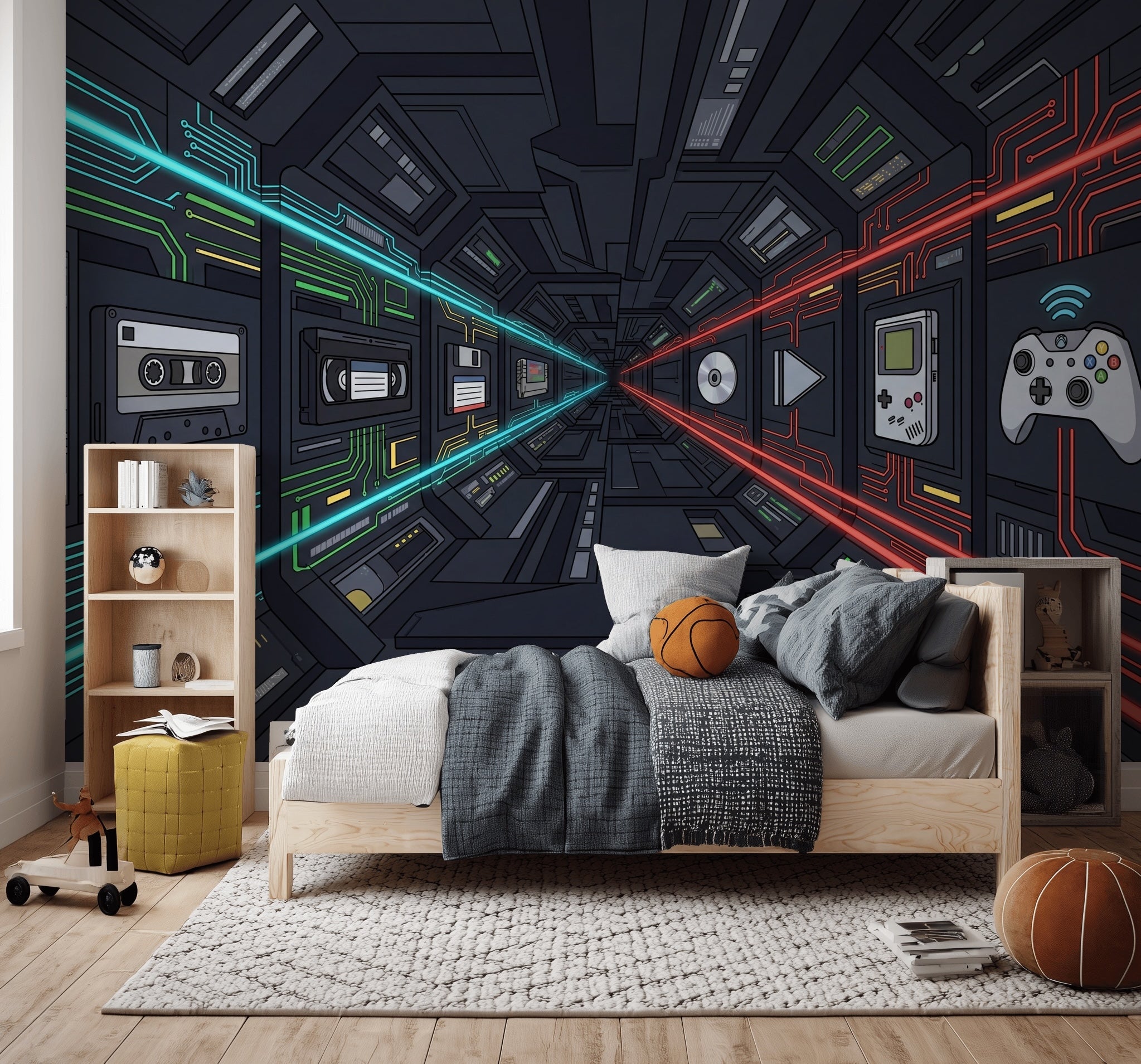 Walls Wallpaper Circuit Gaming Removable Wall Decor