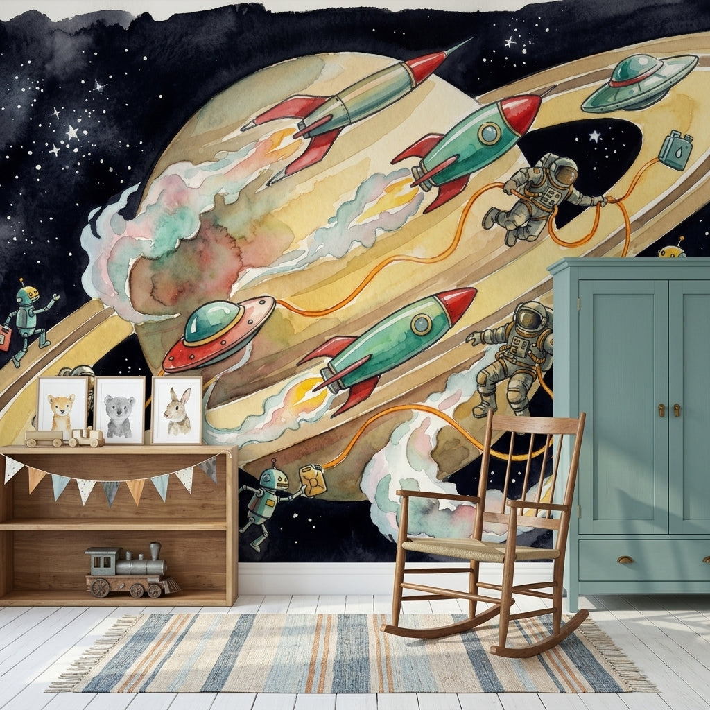 Mid Century Modern Wallpaper Space Kids Wall Mural