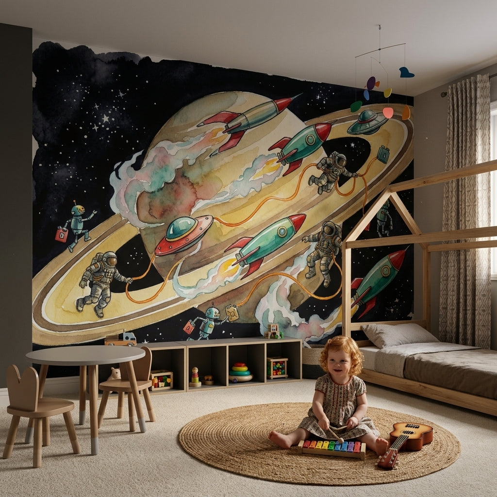 Mid Century Modern Wallpaper Space Kids Wall Mural