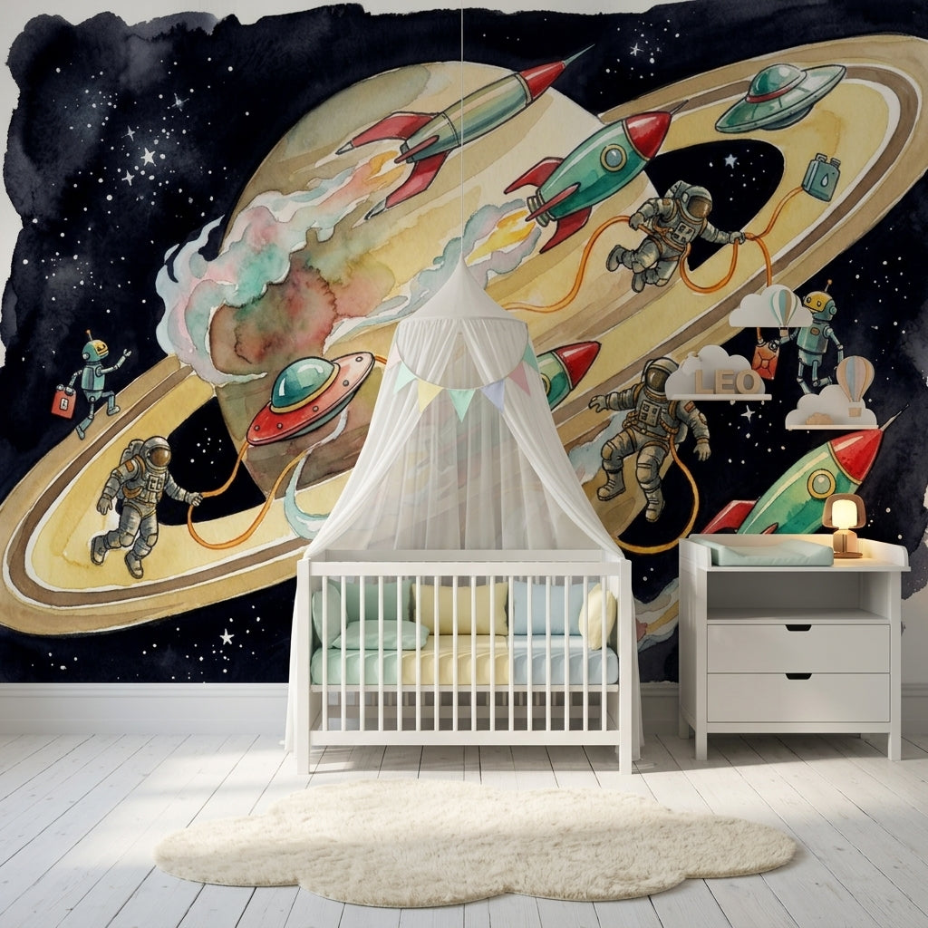 Mid Century Modern Wallpaper Space Kids Wall Mural