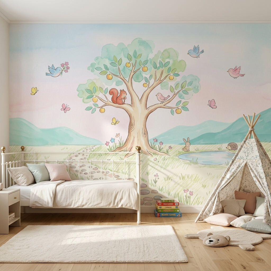 Watercolor Wallpaper Pastel Removable Landscape Wall Decor