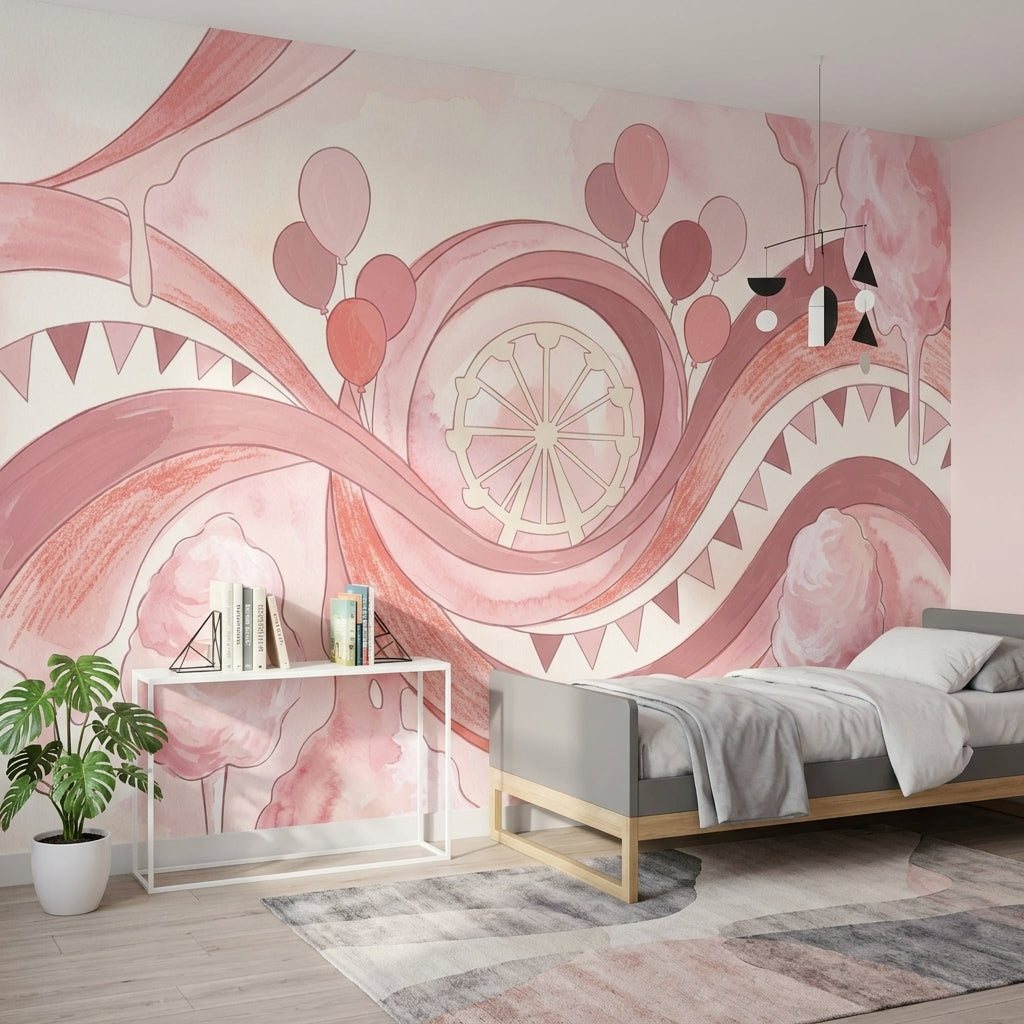 Carnival Wallpaper Pink Pastel Abstract Watercolor Removable Wall Decor