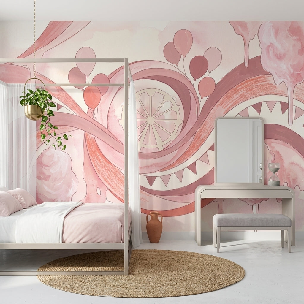 Carnival Wallpaper Pink Pastel Abstract Watercolor Removable Wall Decor