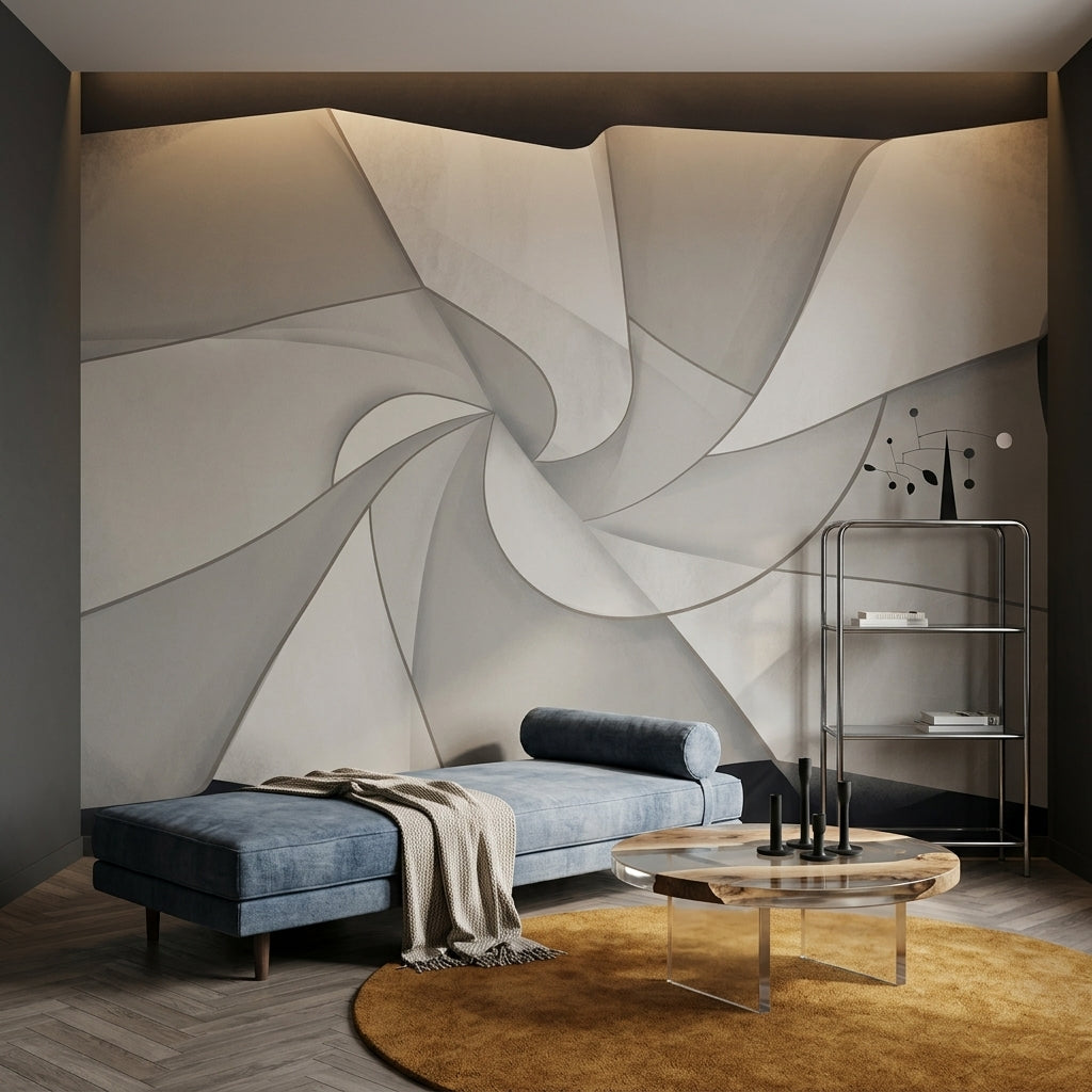 Abstract Wallpaper Geometric Spiral Wall Mural