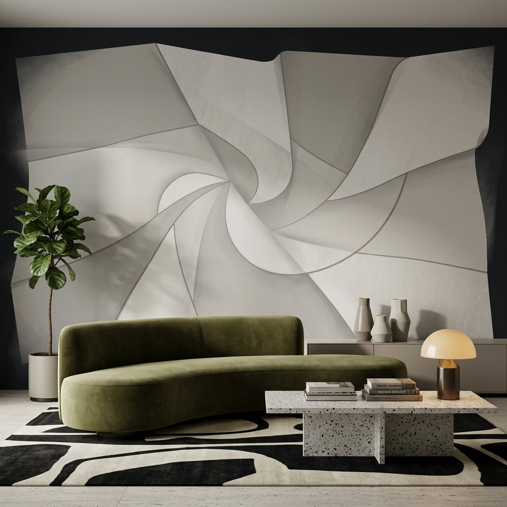 Abstract Wallpaper Geometric Spiral Wall Mural