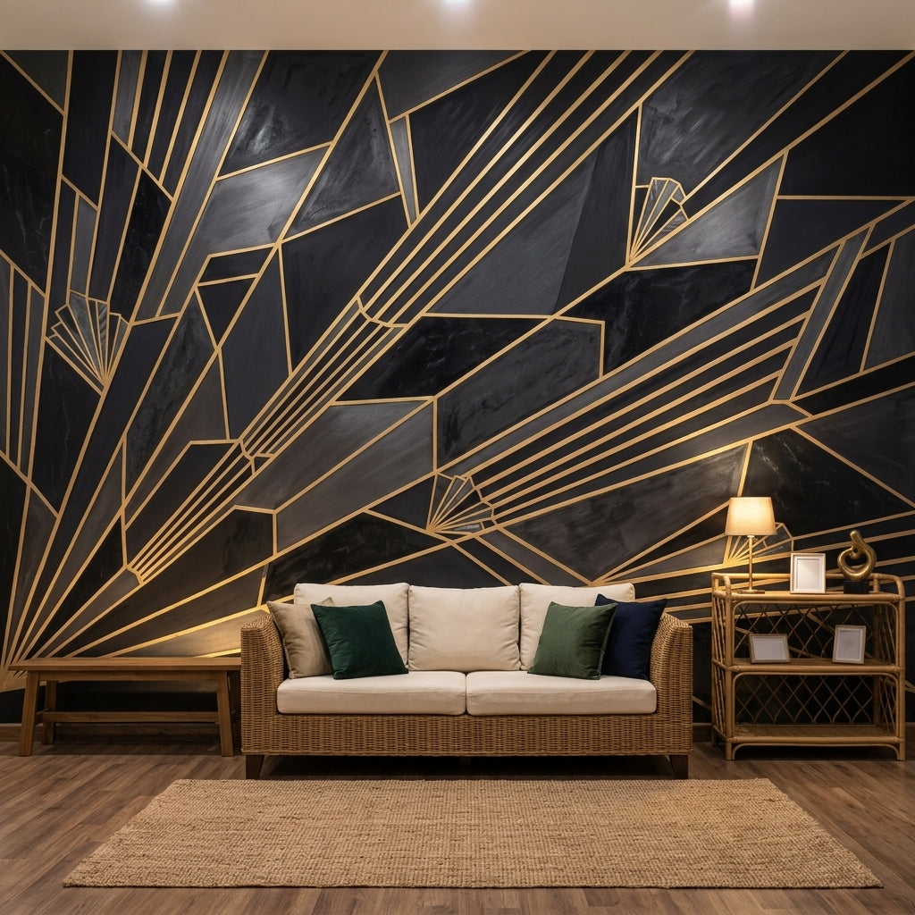 Art Deco Wallpaper Geometric Removable Marbled Texture Wall Decor