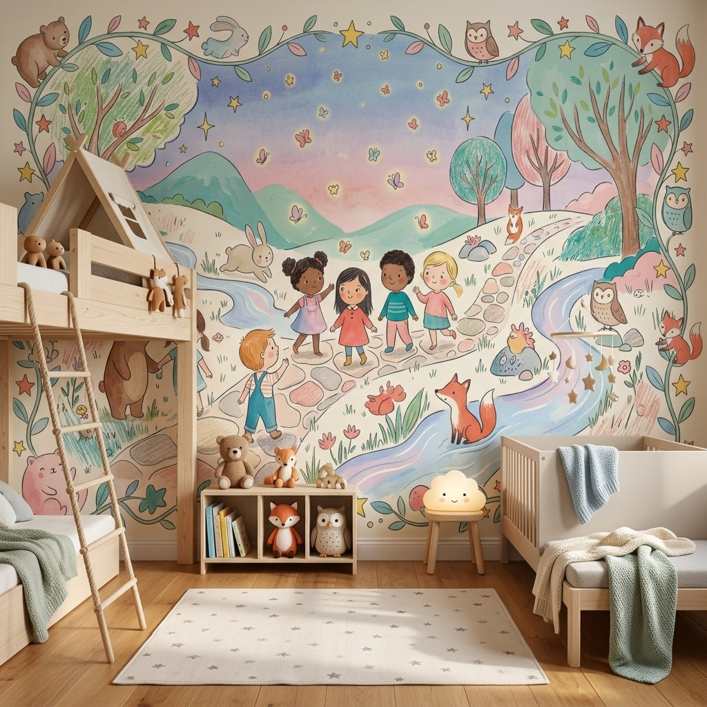 Woodland Animals Wallpaper Whimsical Children Wall Mural