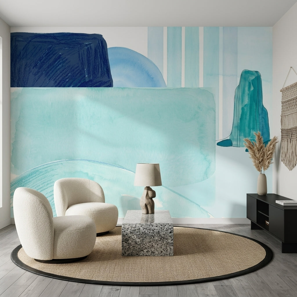 White Background Wallpaper Minimal Removable Abstract Wall Decor