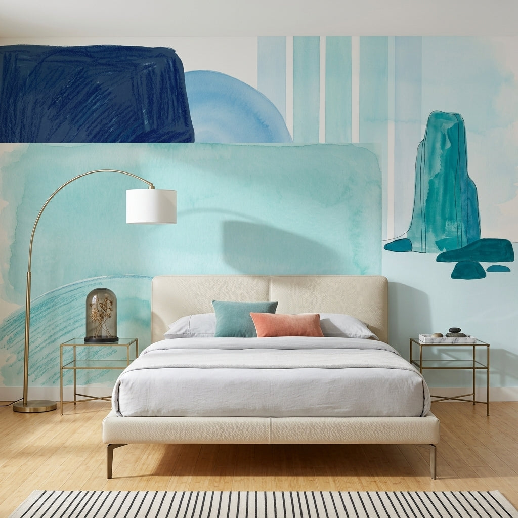 White Background Wallpaper Minimal Removable Abstract Wall Decor