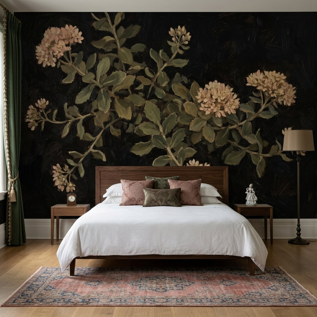 Dark Floral Wallpaper Botanical Vintage Removable Wall Decor