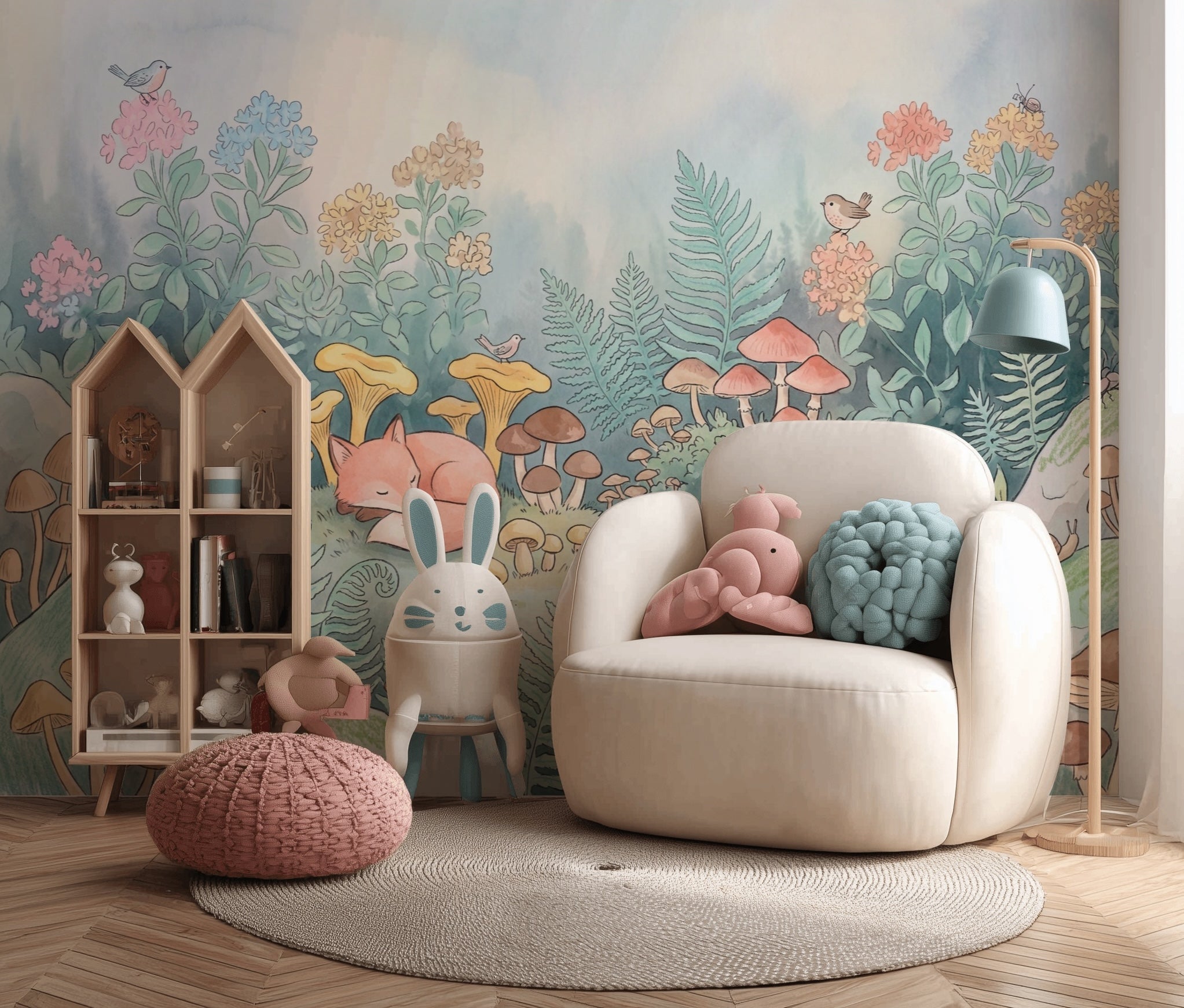 Woodland Wallpaper Forest Mushrooms Removable Wall Decor