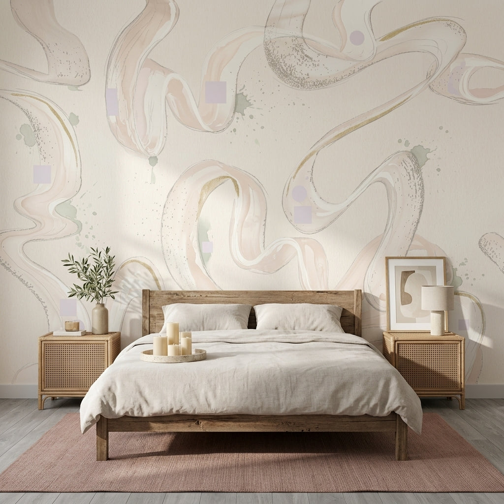White Background Wallpaper Minimal Removable Watercolor Wall Decor