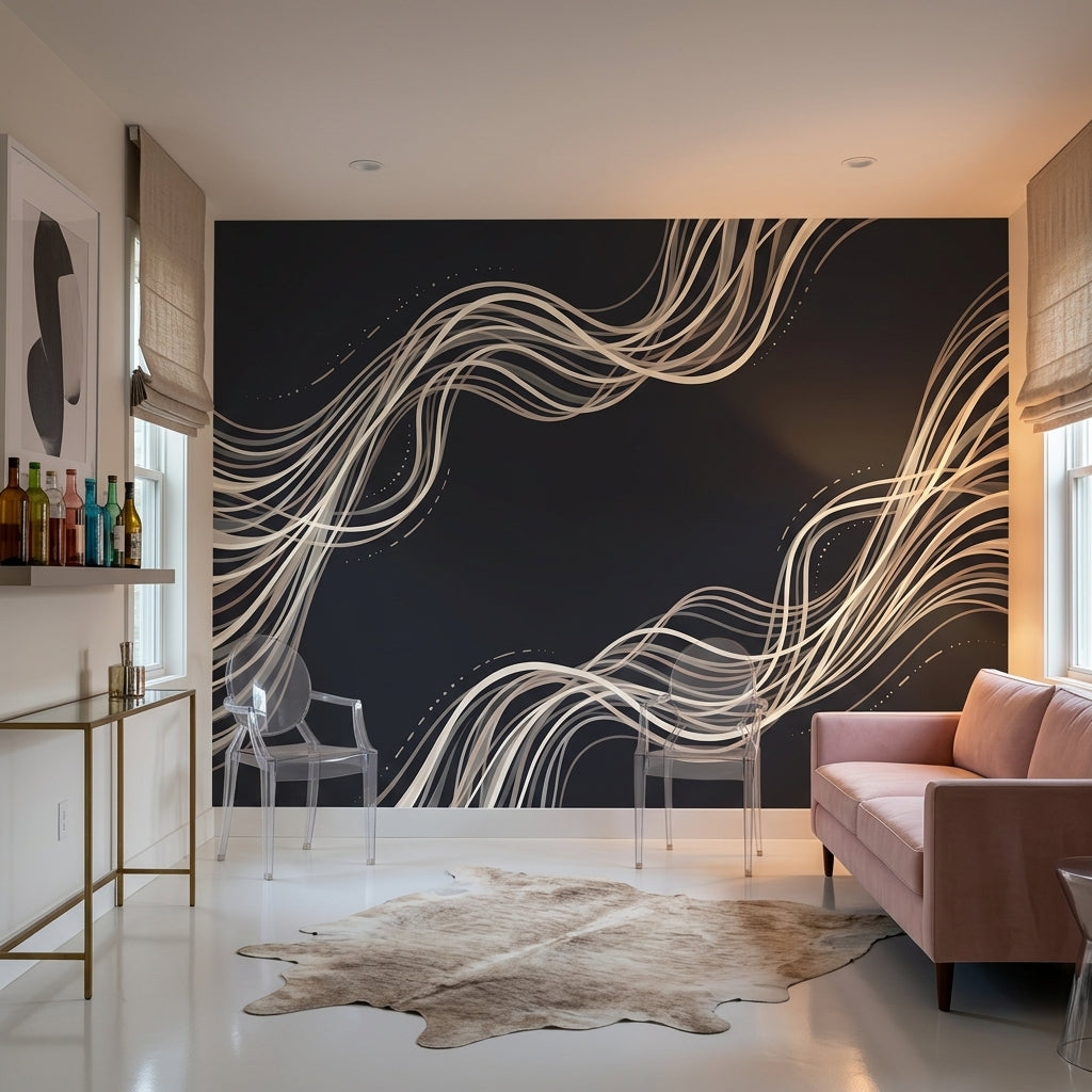 Abstract Pattern Wallpaper Modern Line Art Wall Mural