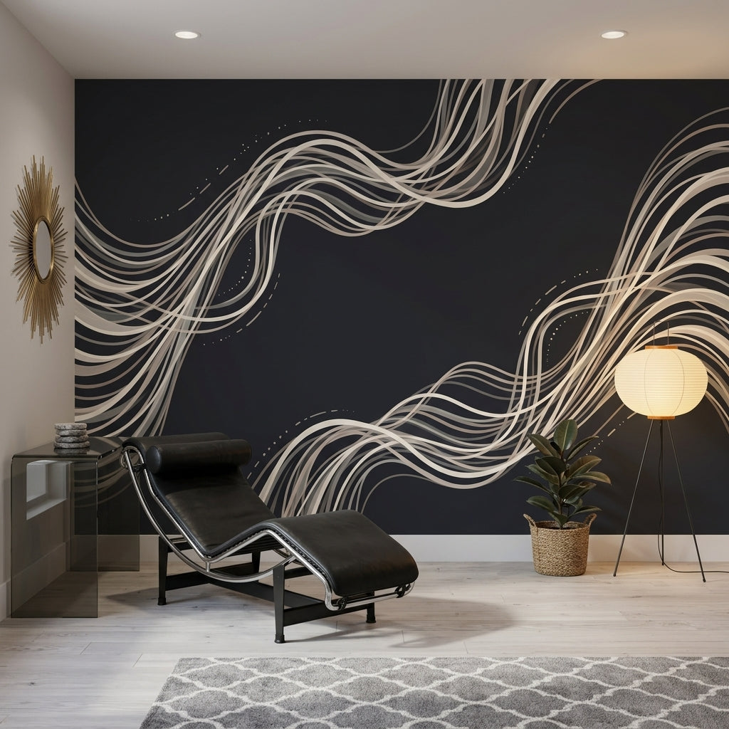 Abstract Pattern Wallpaper Modern Line Art Wall Mural