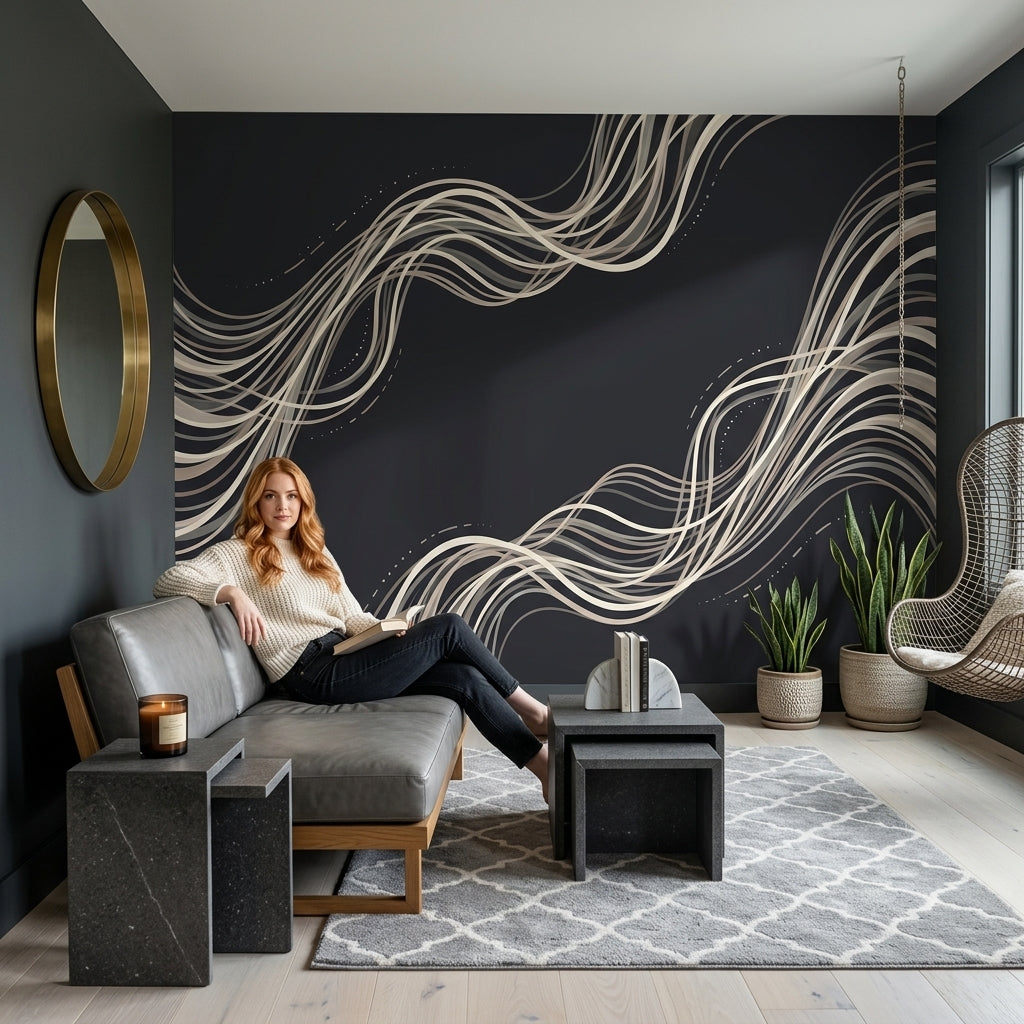 Abstract Pattern Wallpaper Modern Line Art Wall Mural