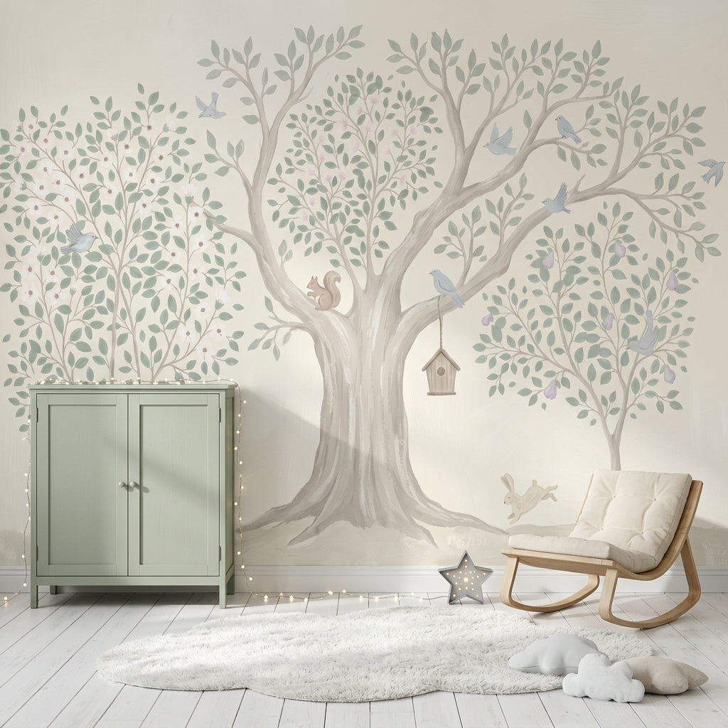 Woodland Wallpaper Tree Mural Watercolor Wall Mural