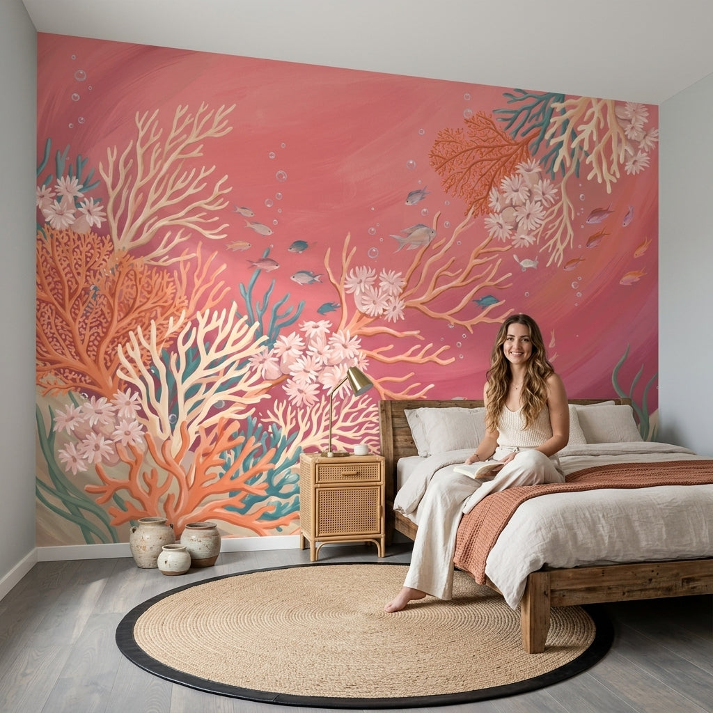 Coral Reef Wallpaper Underwater Tropical Fish Removable Wall Decor