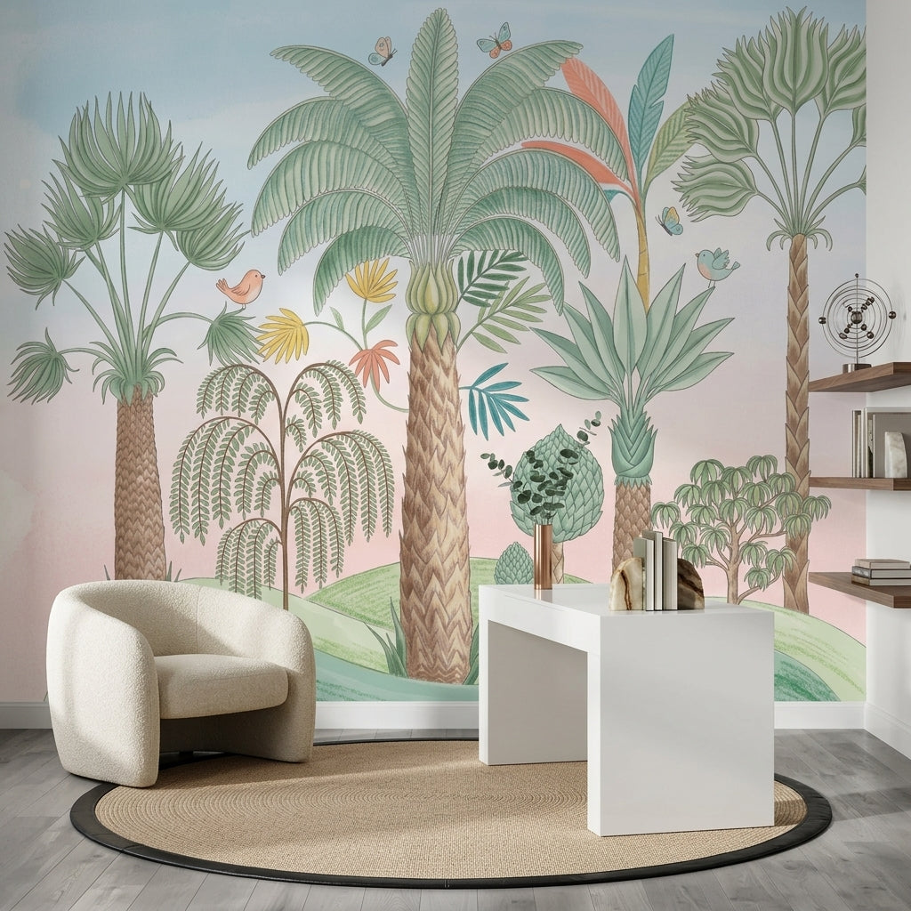 Tropical Landscape Wallpaper Palm Trees Botanical Wall Mural