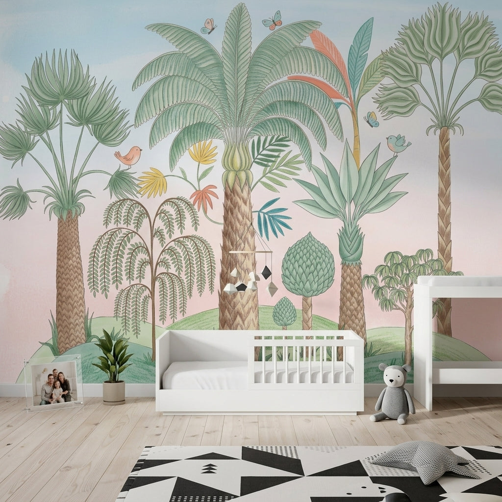 Tropical Landscape Wallpaper Palm Trees Botanical Wall Mural