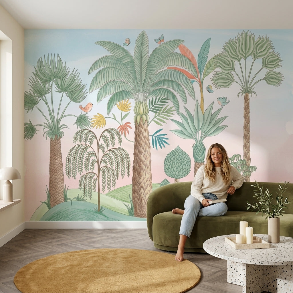 Tropical Landscape Wallpaper Palm Trees Botanical Wall Mural