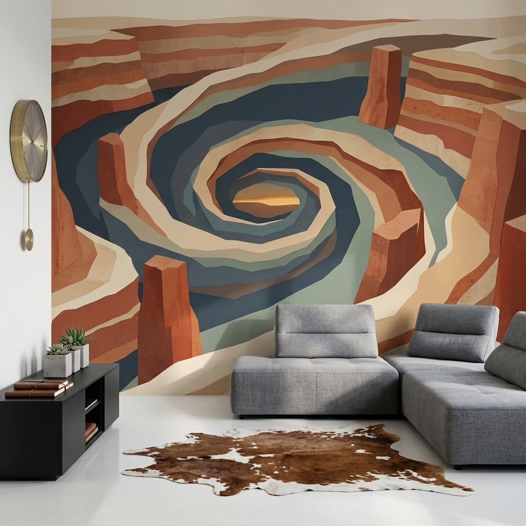 Desert Canyon Wallpaper Spiral Basin Removable Layered Strata Wall Decor