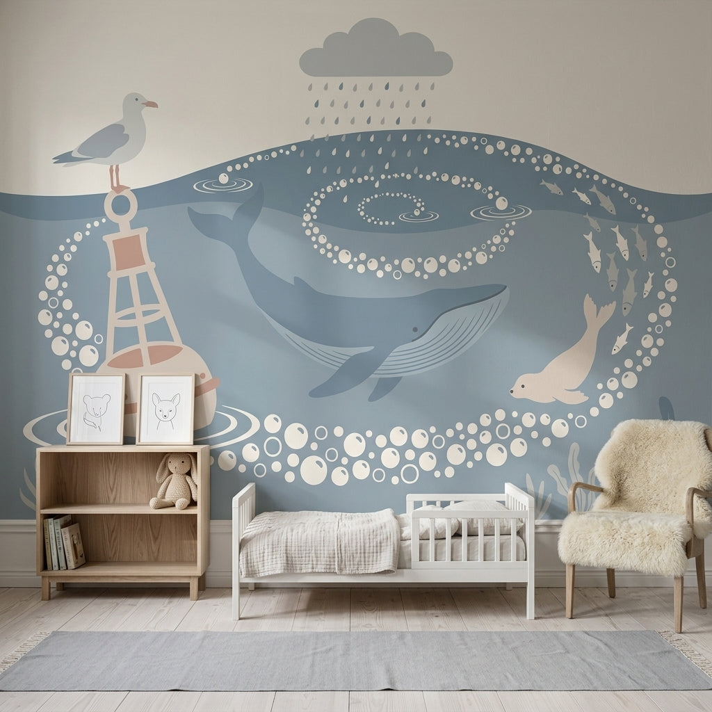 Ocean Wallpaper Coastal Whale Wall Mural