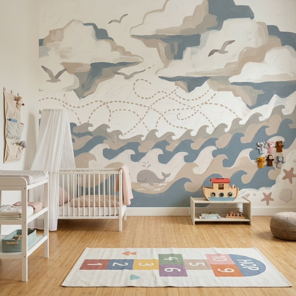 White Background Wallpaper Light Neutral Soft Coastal Wall Mural