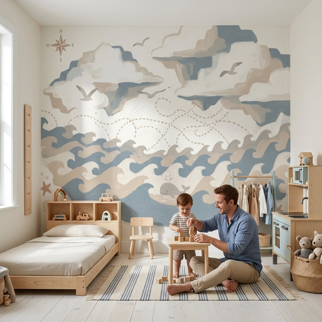 White Background Wallpaper Light Neutral Soft Coastal Wall Mural