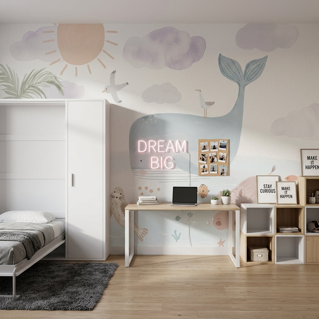 Ocean Animals Wallpaper Pastel Watercolor Removable Wall Decor