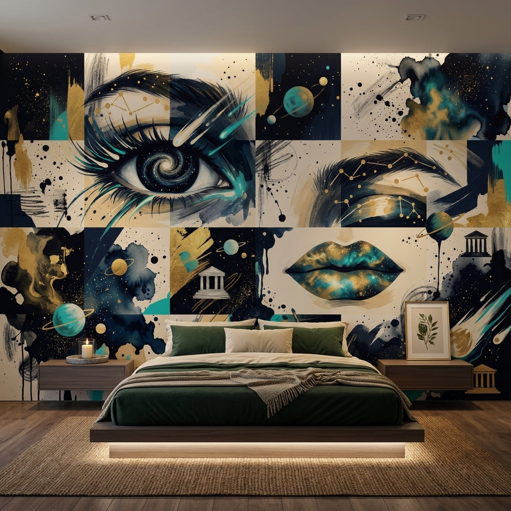 Galaxy Eye Wallpaper Abstract Collage Cosmic Removable Wall Decor