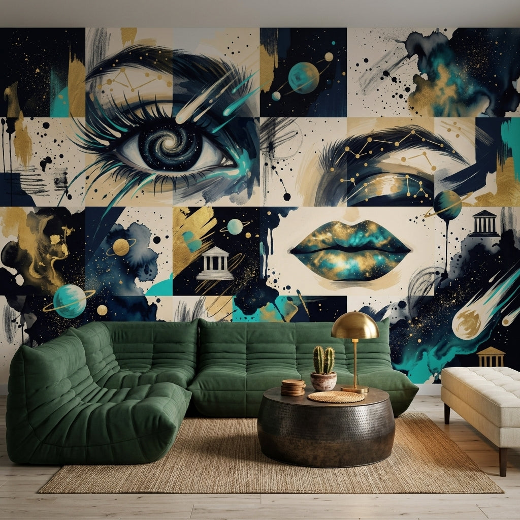 Galaxy Eye Wallpaper Abstract Collage Cosmic Removable Wall Decor