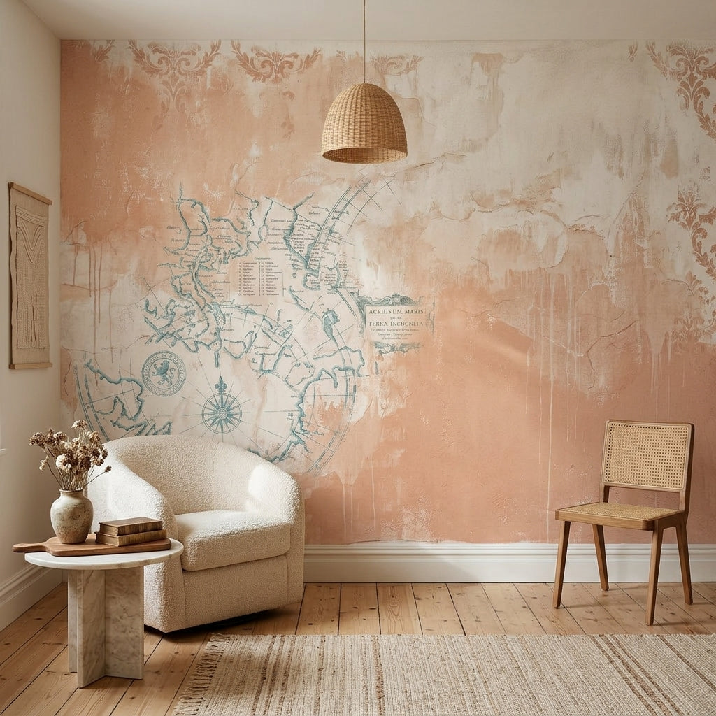 Vintage Map Wallpaper Nautical Chart Compass Rose Wall Mural