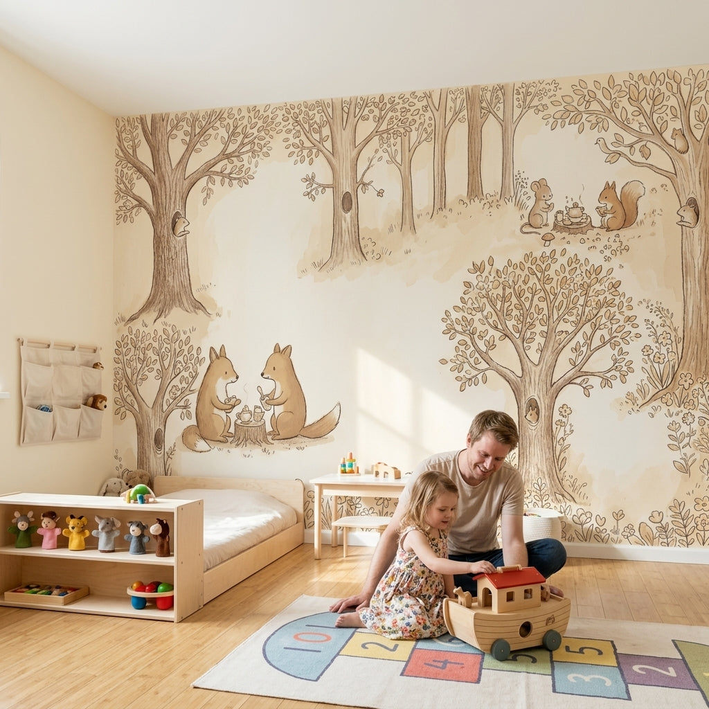 Woodland Wallpaper Storybook Tea Party Removable Wall Decor