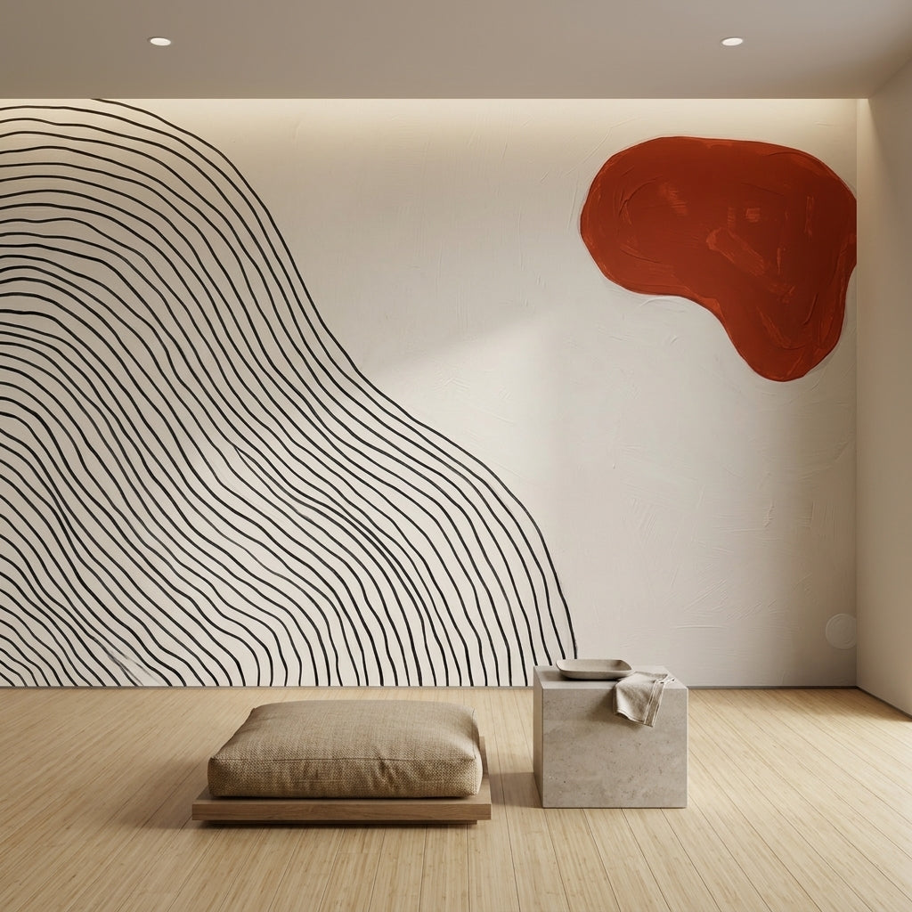 White Background Wallpaper Topographic Map Removable Wall Decor
