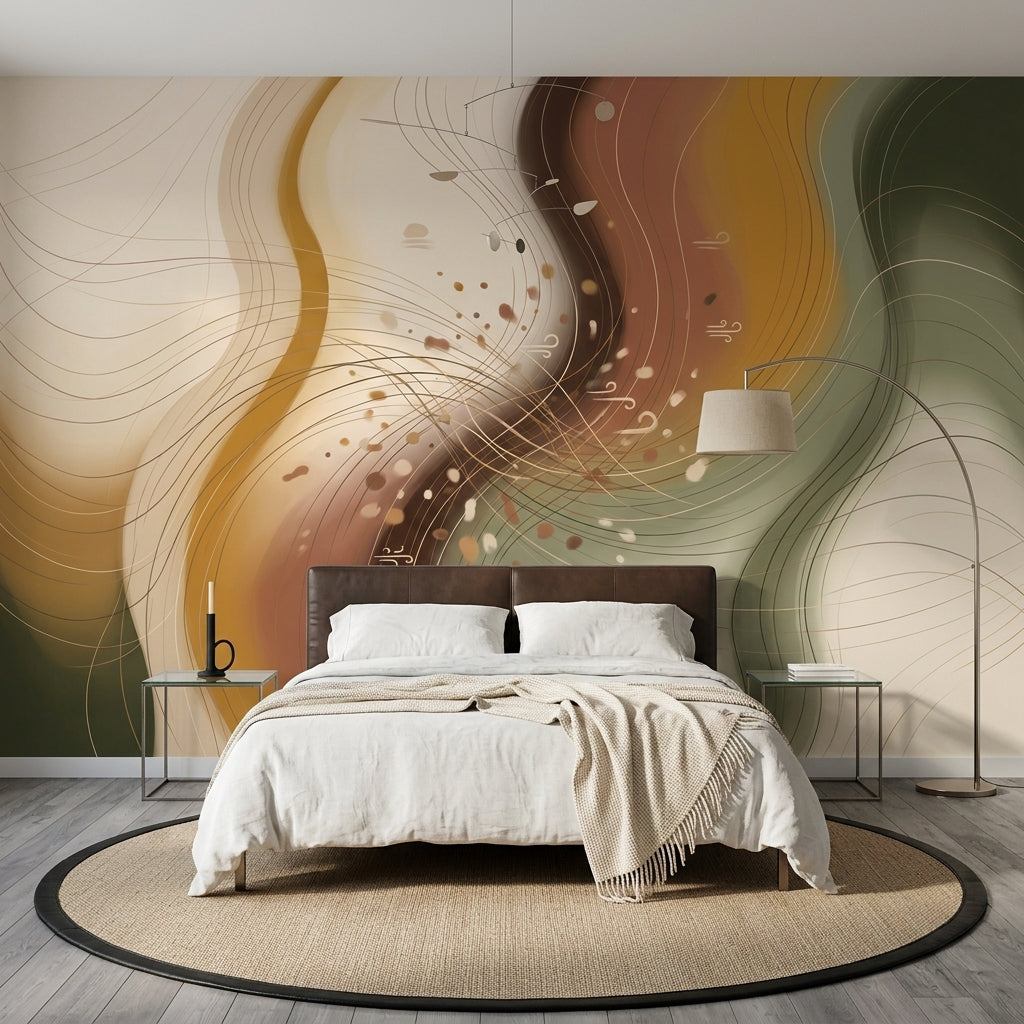 Abstract Waves Wallpaper Organic Curves Topographic Lines Wall Mural
