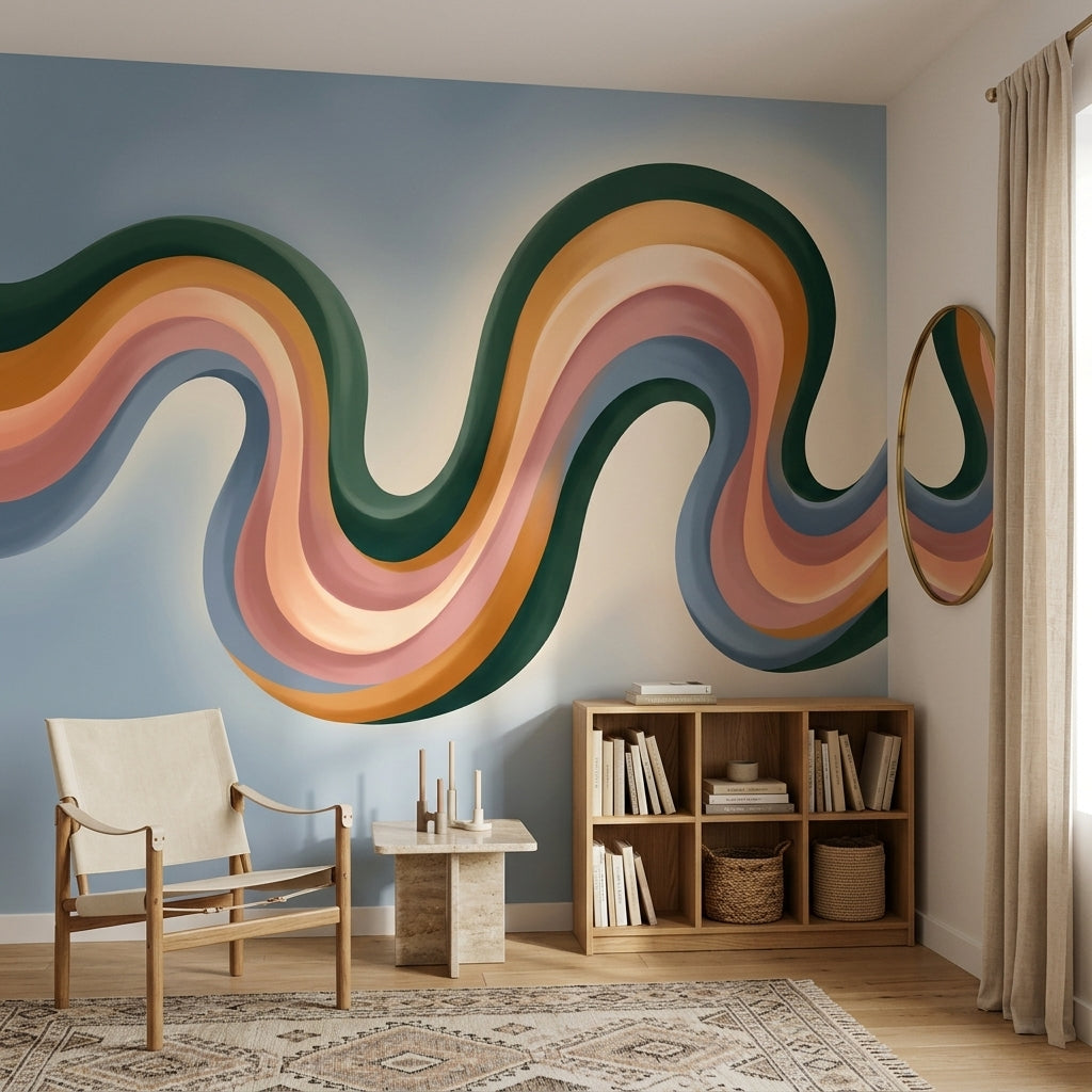 Mid Century Modern Wallpaper Retro Abstract Removable Wall Decor