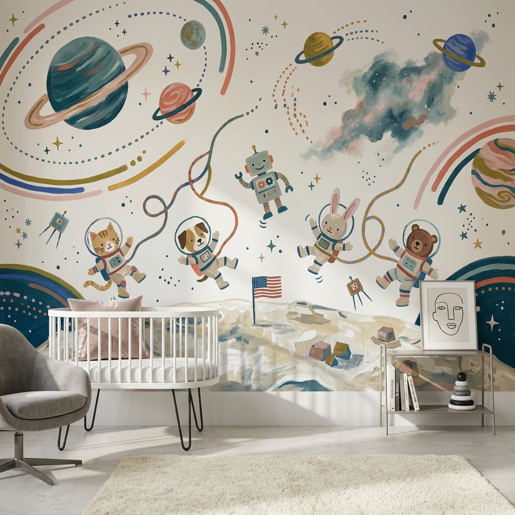 White Background Wallpaper American Flag Space Wall Mural