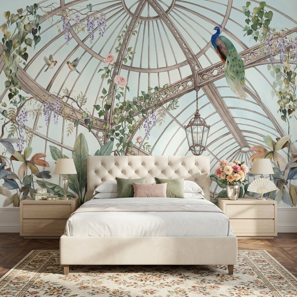 Conservatory Wallpaper Greenhouse Dome Removable Botanical Vines Wall Decor