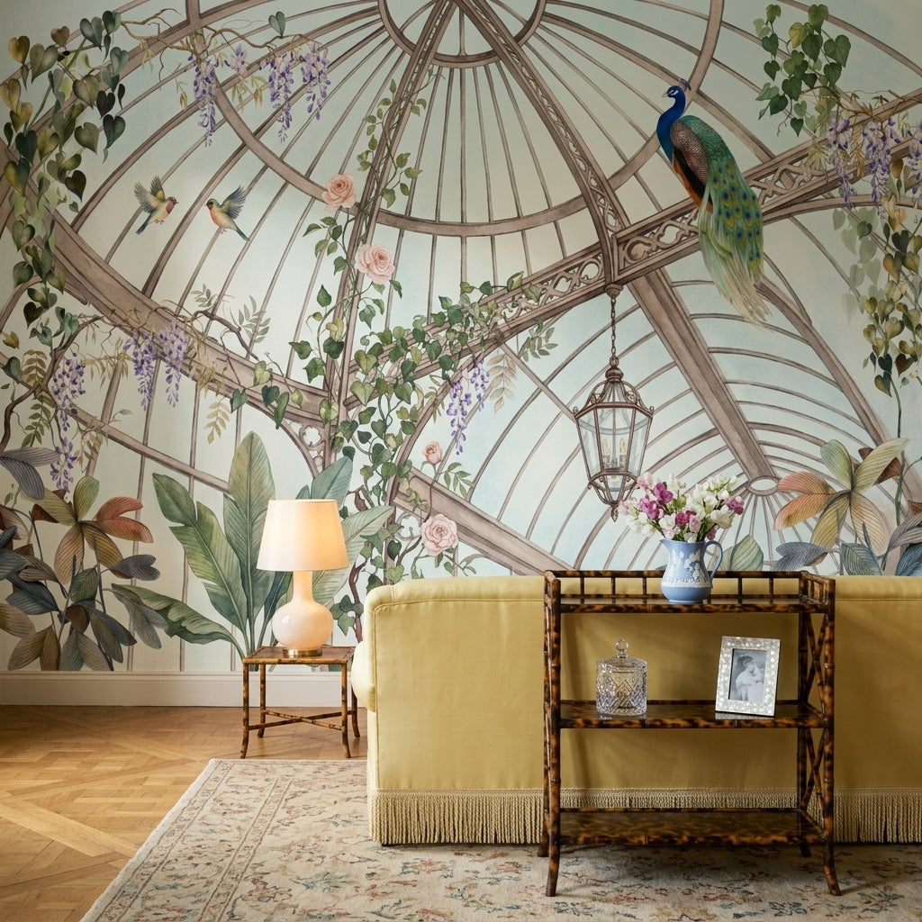 Conservatory Wallpaper Greenhouse Dome Removable Botanical Vines Wall Decor