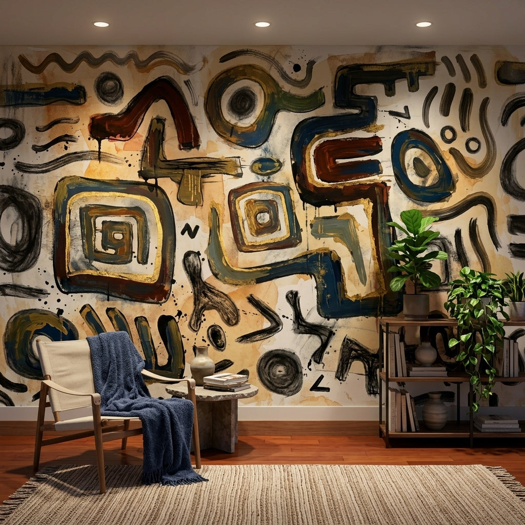 Painterly Wallpaper Abstract Geometric Wall Mural