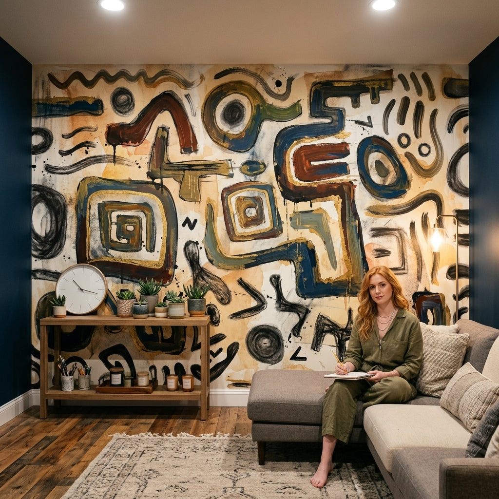 Painterly Wallpaper Abstract Geometric Wall Mural