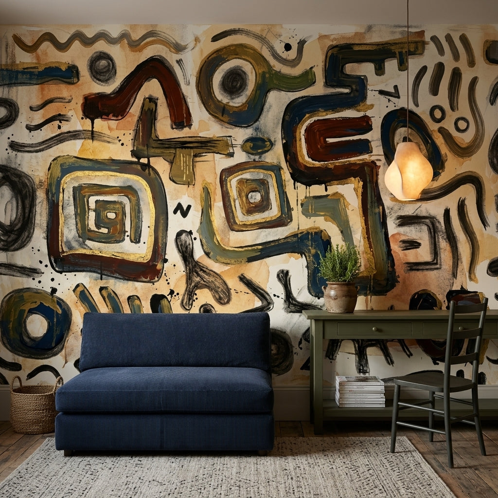 Painterly Wallpaper Abstract Geometric Wall Mural