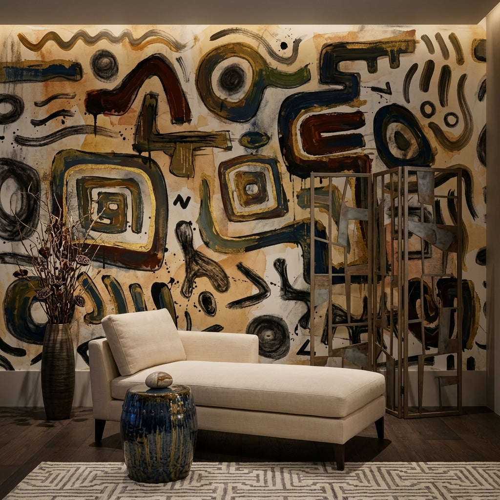 Painterly Wallpaper Abstract Geometric Wall Mural