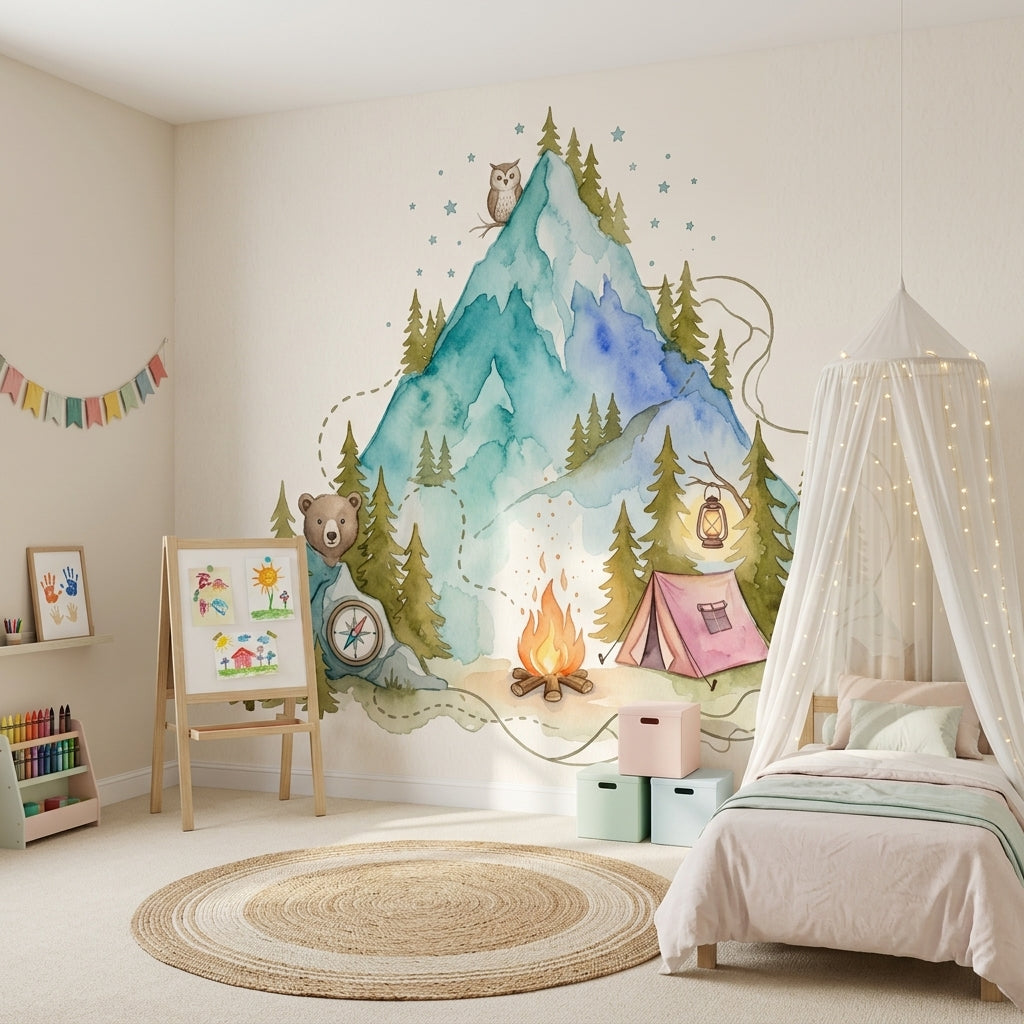 Mountain Landscape Wallpaper Pine Forest Removable Camping Wall Decor