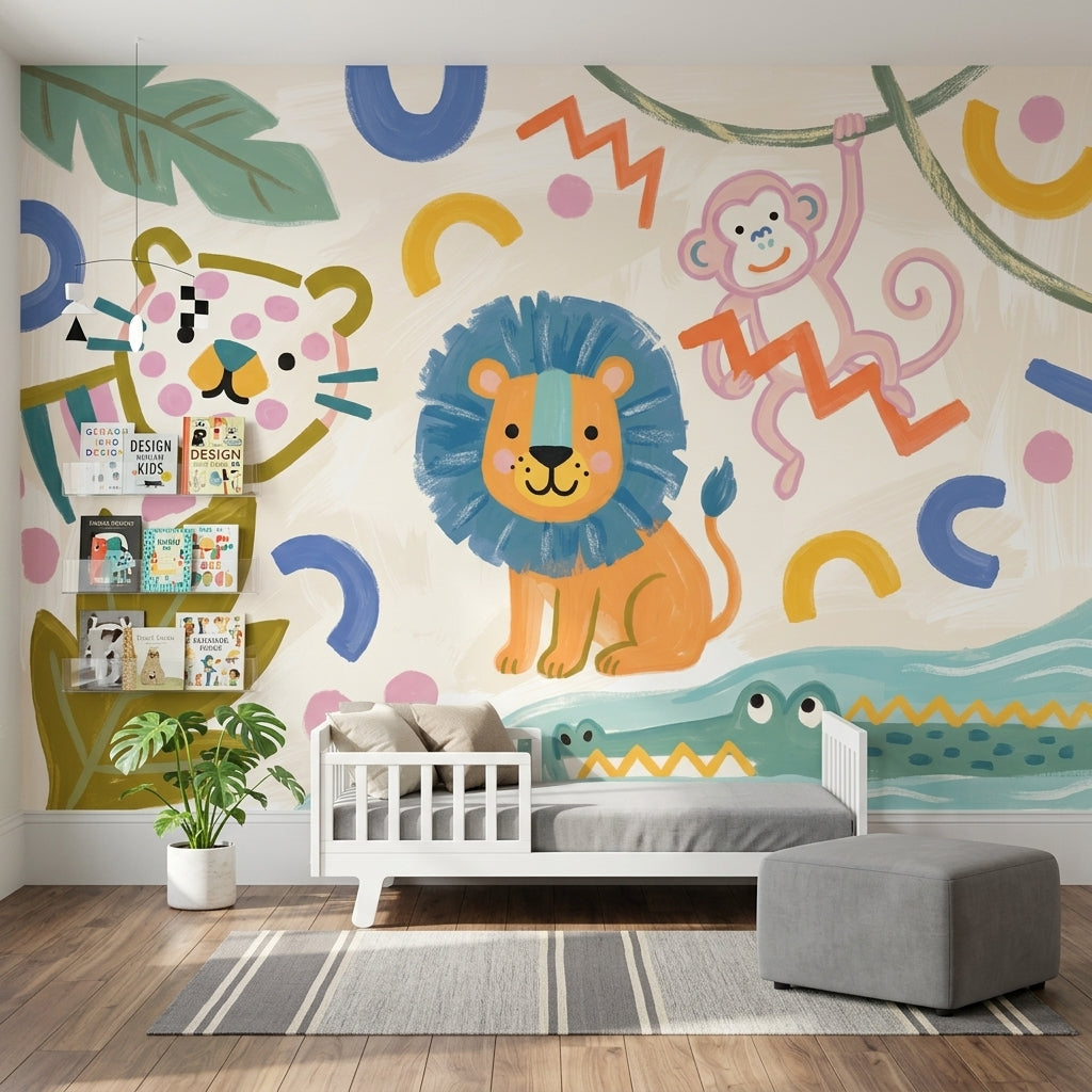 Jungle Animals Wallpaper Bright Kids Wall Mural